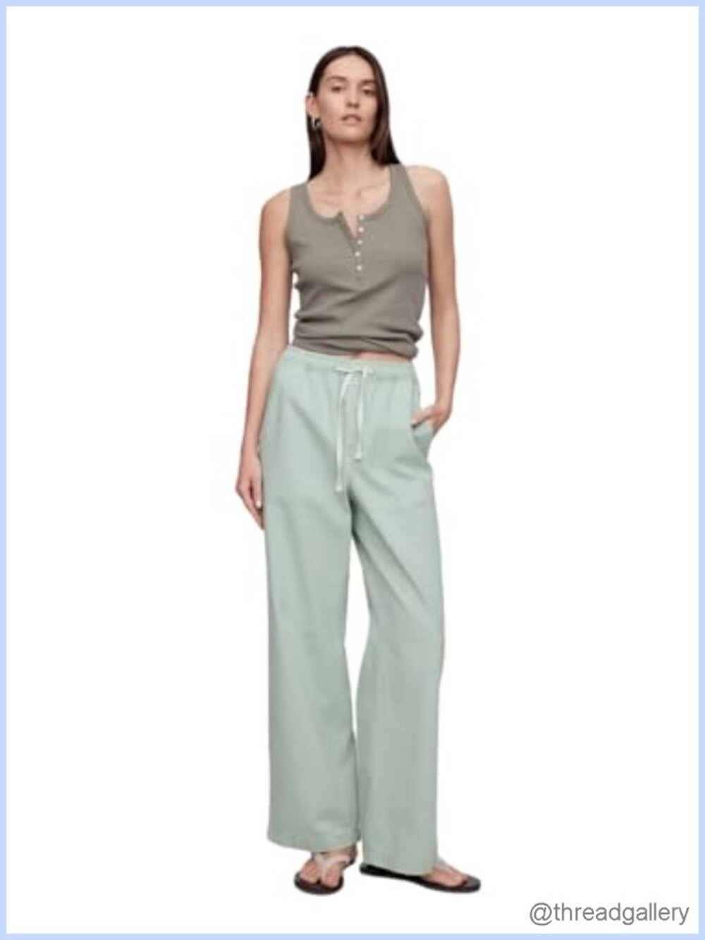Wide Leg Pull On Utility Pants Comfortable Mid Rise Chino Pants